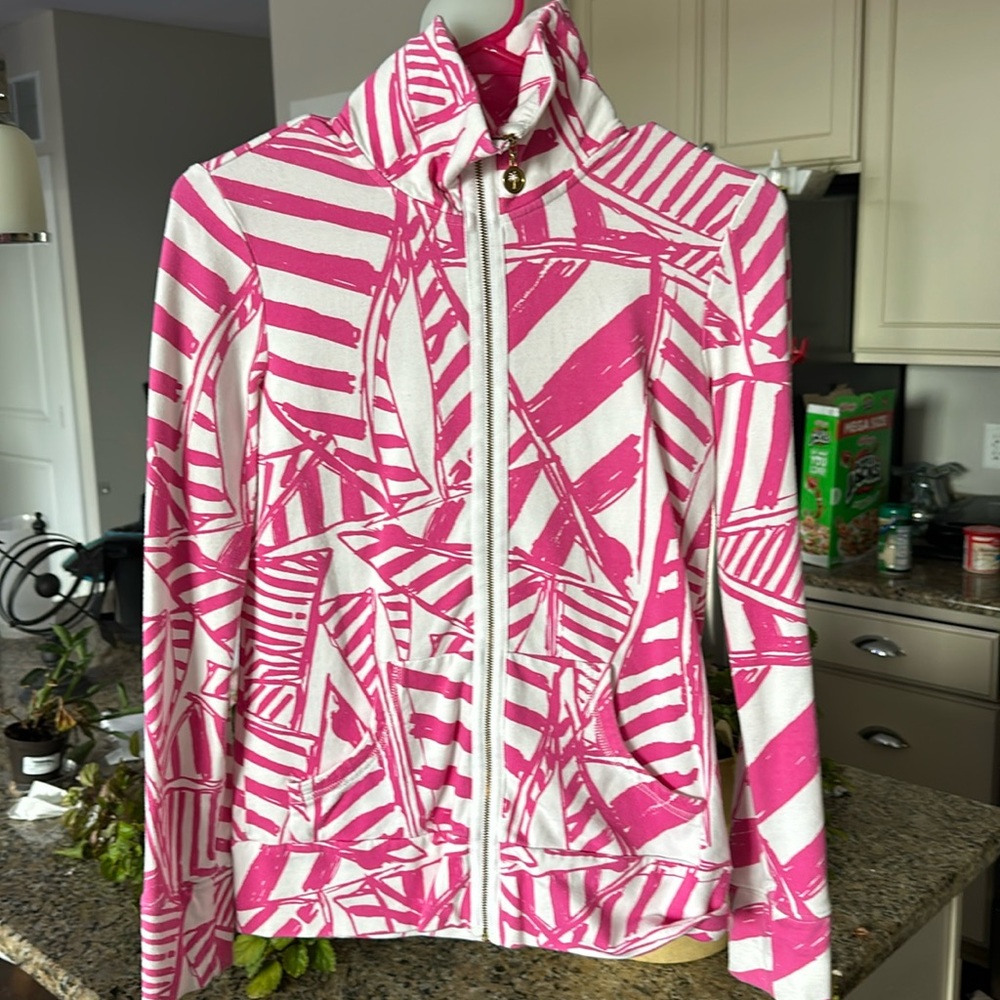 LILLY PULITZER Leona Zip Up YACHT SEA Capri Pink  #19899 Jacket